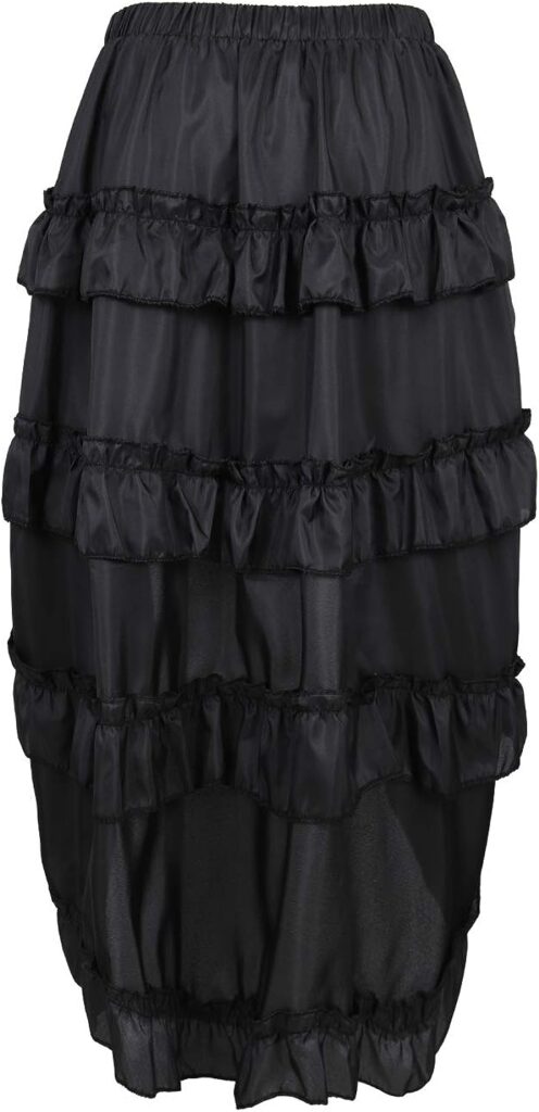 Zhitunemi Womens Steampunk Skirt Ruffle High Low Outfits Gothic Plus Size Pirate Dressing