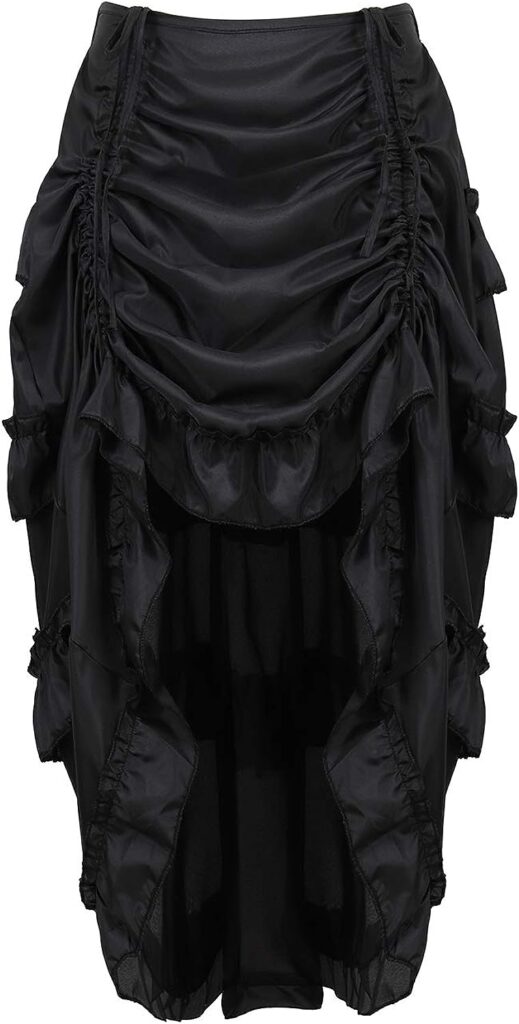 Zhitunemi Womens Steampunk Skirt Ruffle High Low Outfits Gothic Plus Size Pirate Dressing