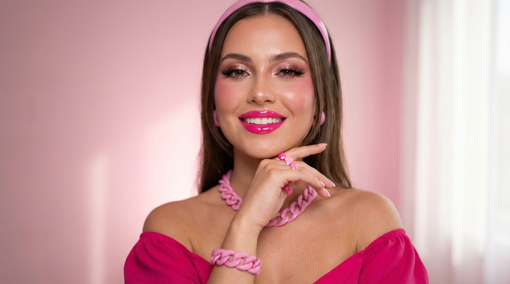 barbiecore pink sparkly cheeks