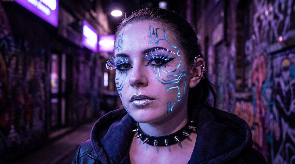 bold neon geometric makeup