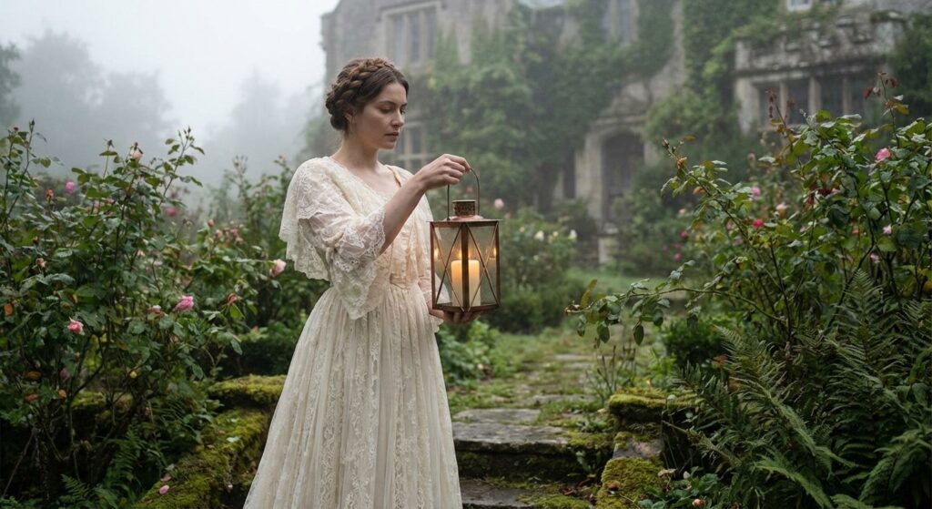 Whispers of Spring: A Victorian Lace Dress & Ghostly Garden Romance